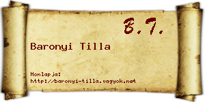 Baronyi Tilla névjegykártya